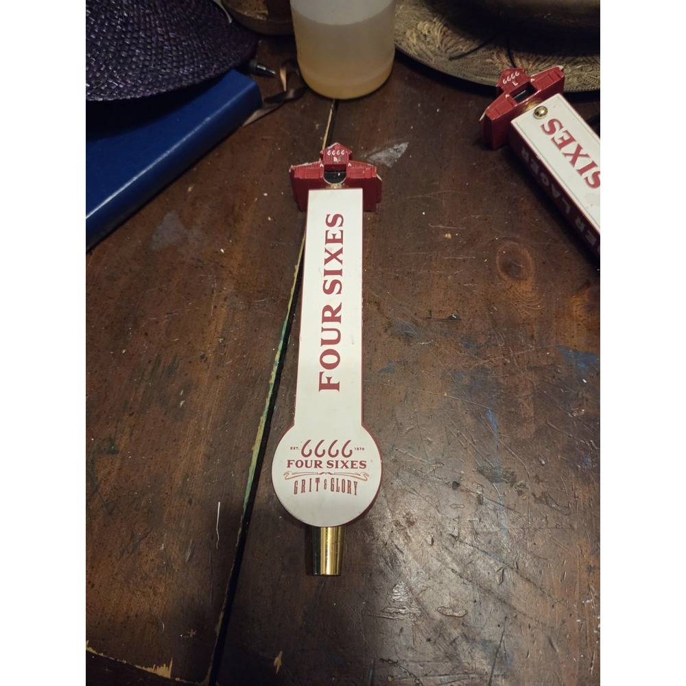 Four Sixes Grit & Glory Amber Lager Beer Tap Handle Red Barn Top Texas